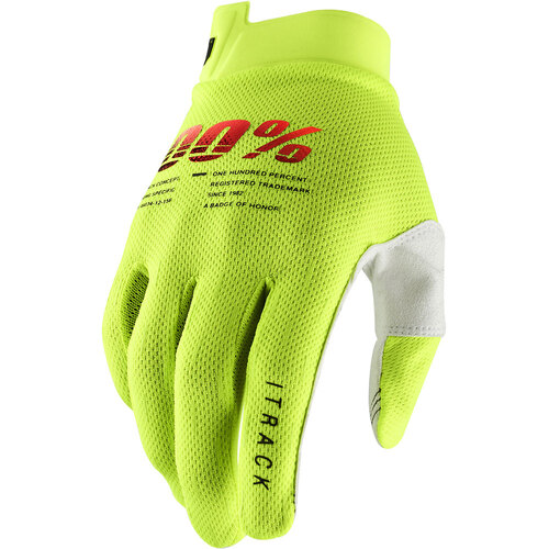 100% ITRACK YOUTH GLOVES FLURO YELLOW S