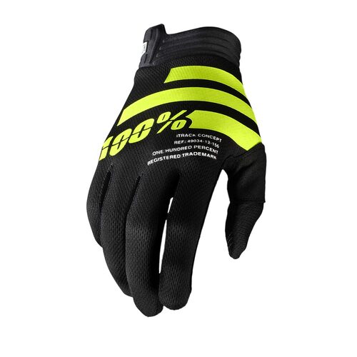 100% ITRACK GLOVES FLURO YELLOW BLACK S