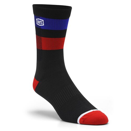 100% Flow Black/Red Performance Socks L/XL
