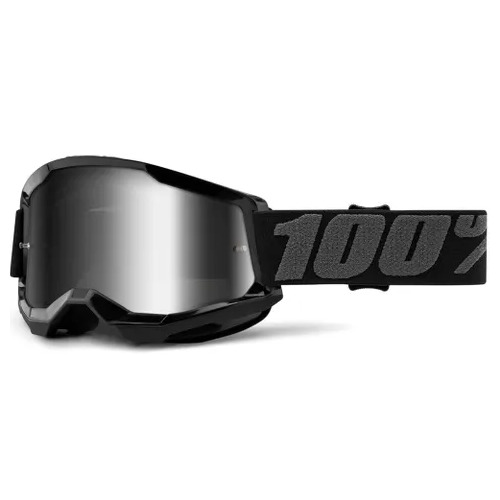 100% STRATA 2 GOGGLE BLACK W/ MIRROR SILVER LENS