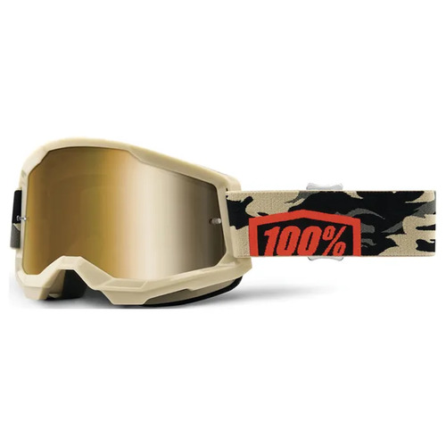 100% STRATA 2 GOGGLE KOMBAT W/ TRUE GOLD LENS