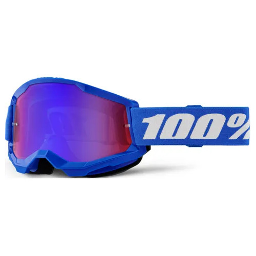 100% STRATA 2 GOGGLE BLUE W/ MIRROR RED BLUE LENS