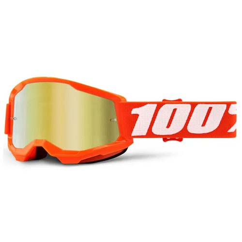 100% STRATA 2 YOUTH GOGGLE ORANGE W/ MIRROR GOLD LENS