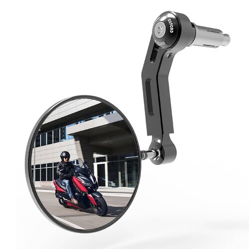 OXFORD PREMIUM BAR END MIRROR BLACK - LEFT