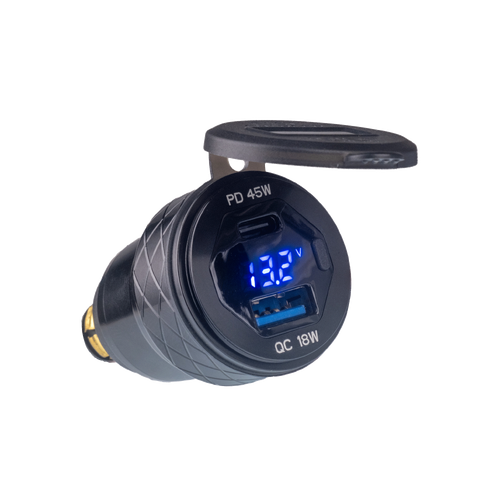 Rocky Creek Designs Dual Adapter USB-A & USB-C W/Voltmeter & On/Off