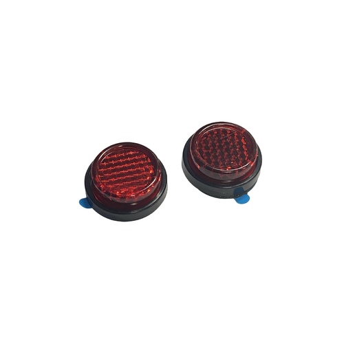 MOTORCYCLE SPECIALTIES - REFLECTOR ROUND 25MM STICK ON RED (PAIR) RF7