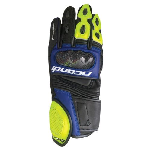 RICONDI KID RACER GLOVES BLUE FLURO YELLOW
