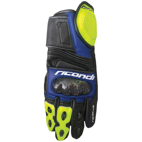 RICONDI KID RACER GLOVES BLUE FLURO YELLOW S