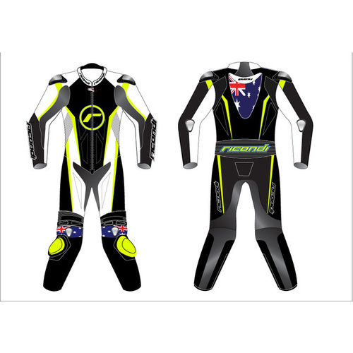 RICONDI JUNIOR RACING SERIES SUIT BLACK WHITE NEON 8Y