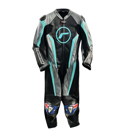 RICONDI RACING SERIES LADIES SUIT BLACK GUNMETAL SKY BLUE 10