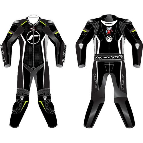 RICONDI RACING SERIES TALL SUIT BLACK WHITE 4XL (62)