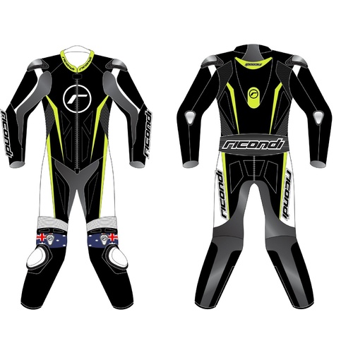 RICONDI RACING SERIES TALL SUIT BLACK NEON YELLOW XS (48)