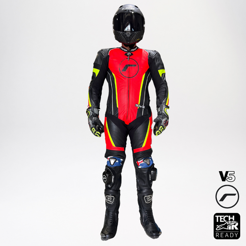 RICONDI RACING SERIES V5 SUIT BLACK RED FLURO YELLOW XS (48)