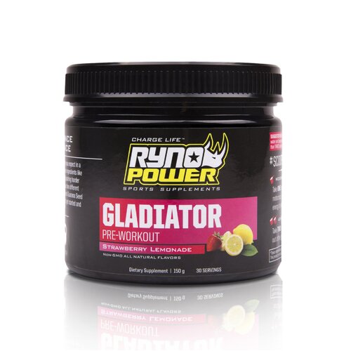 RYNO POWER GLADIATOR PRE WORKOUT POWDER STRAWBERRY LEMON 150g