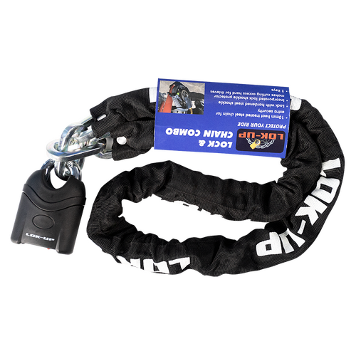 LOK-UP HEAT-HARDENED CHAIN & PADLOCK (10MM X 10MM X 1.5M) - BLACK 