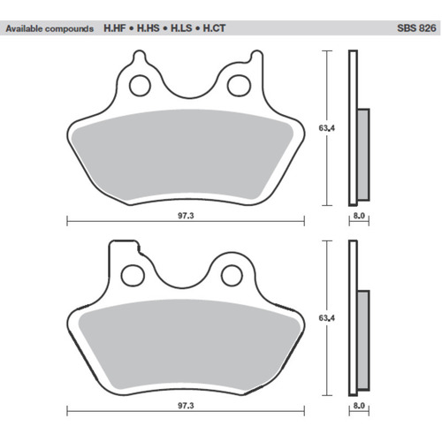 SBS 826H.CT FRONT/REAR PADS - CARBON STREET AMERICAN V-TWIN