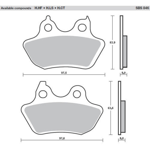 SBS 846H.LS REAR PADS - SINTER STREET AMERICAN V-TWIN