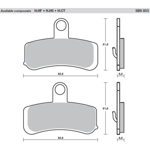 SBS 853H.HS FRONT PADS - SINTER STREET AMERICAN V-TWIN