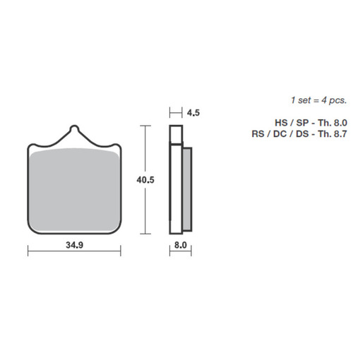SBS 870SP FRONT/REAR PADS - EVO SINTER STREET