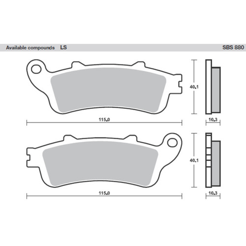 SBS 880LS REAR PADS - SINTER STREET HONDA GOLDWING '01-