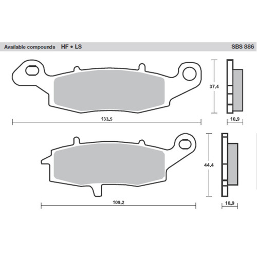 SBS 886LS REAR PADS - SINTER STREET