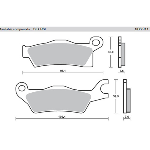 SBS 911SI FRONT/REAR PADS - SINTER OFF ROAD