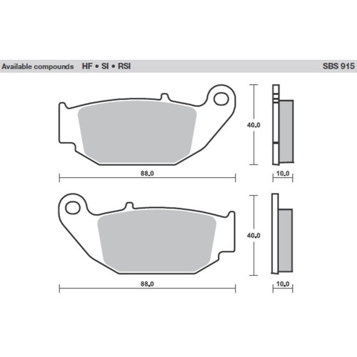 SBS 915HF FRONT/REAR PADS - CERAMIC STREET