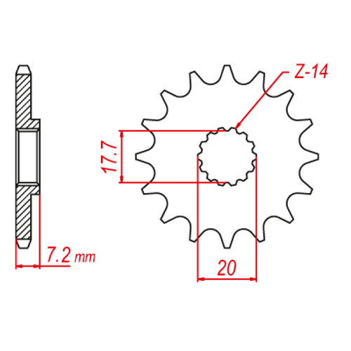 MTX YZ65 STEEL FRONT SPROCKET 420 PITCH 14-TEETH - 10-BR8-15