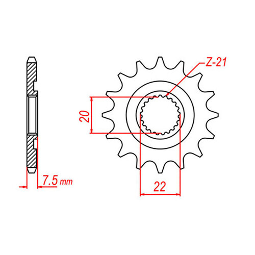 MTX 1323 HORNET LIGHTWEIGHT STEEL FRONT SPROCKET 520 PITCH 14-TEETH - 10B-KSR-14