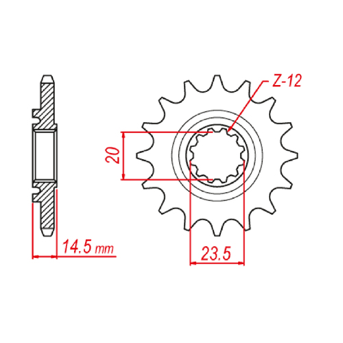 MTX 1345 STEEL FRONT SPROCKET 520 PITCH 13-TEETH - 10-1345-13