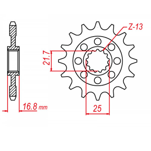 MTX 1373 STEEL FRONT SPROCKET 520 PITCH 16-TEETH - 10-MGS-16