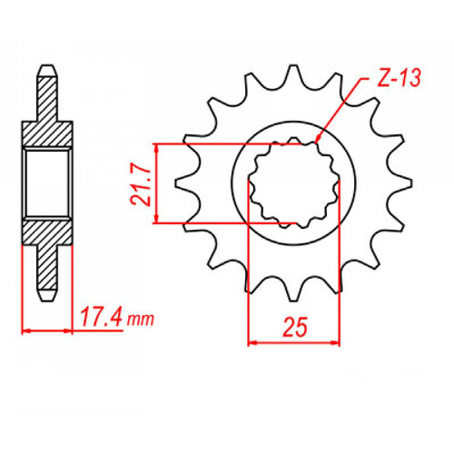 MTX 1299 STEEL FRONT SPROCKET 520 PITCH 14-TEETH - 10-KVO-14