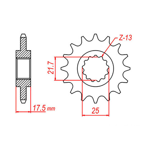 MTX 1298 STEEL FRONT SPROCKET 428 PITCH 17-TEETH - 10-KY1-17