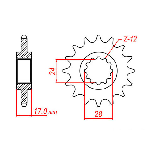 MTX 1371 STEEL FRONT SPROCKET 525 PITCH 16-TEETH - 10-MV9-16