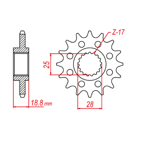 MTX 705 STEEL FRONT SPROCKET 520 PITCH 16-TEETH - 10-705-16