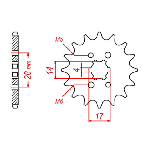 MTX 277 STEEL FRONT SPROCKET 428 PITCH 14-TEETH - 10-277-14