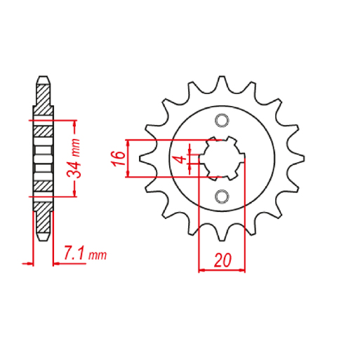 MTX 1903 STEEL FRONT SPROCKET 520 PITCH 14-TEETH - 10-1903-14