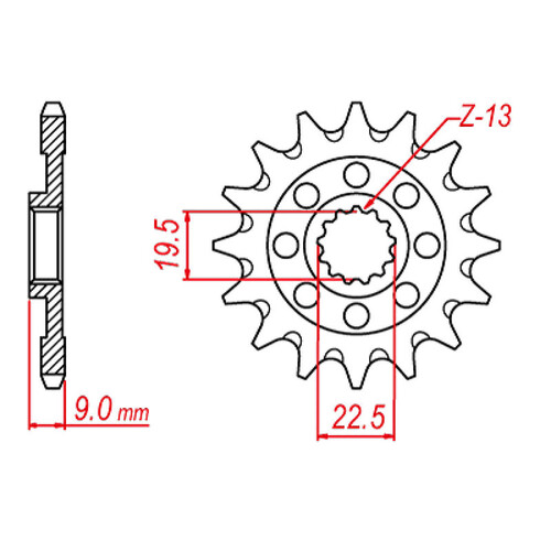 MTX 1442 STEEL FRONT SPROCKET 520 PITCH 13-TEETH - 10-442-13