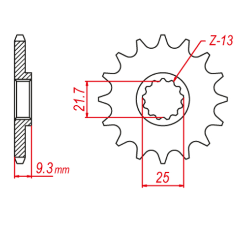 MTX 1539 STEEL FRONT SPROCKET 520 PITCH 13-TEETH - 10-539-13