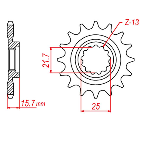 MTX 1535 STEEL FRONT SPROCKET 525 PITCH 15-TEETH - 10-238-15