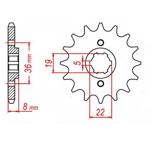 MTX 1336 STEEL FRONT SPROCKET 520 PITCH 14-TEETH - 10-KN5-14