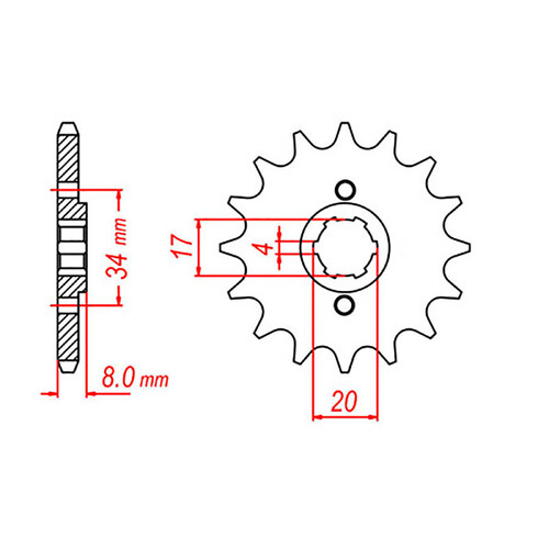 MTX 287 STEEL FRONT SPROCKET 520 PITCH 13-TEETH - 10-KL4-13