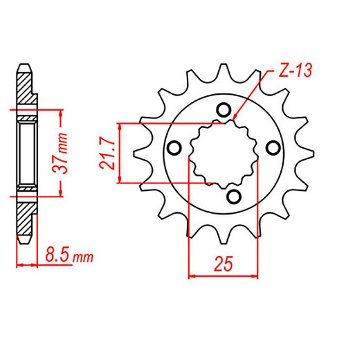 MTX 1309 STEEL FRONT SPROCKET 520 PITCH 14-TEETH - 10-103-14
