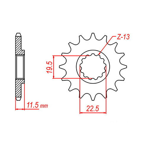 MTX 409 STEEL FRONT SPROCKET 428 PITCH 14-TEETH - 10-44A-14