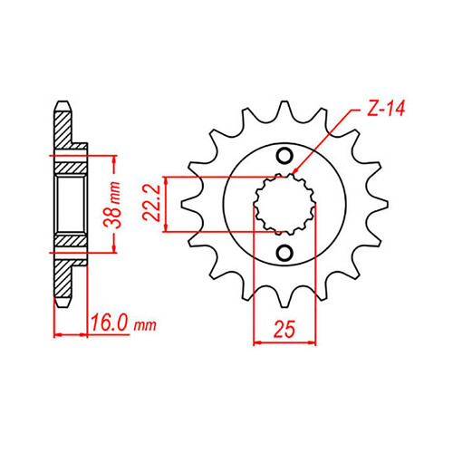 MTX 736 STEEL FRONT SPROCKET 520 PITCH 16-TEETH - 10-736-16