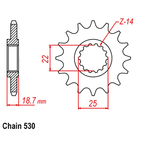 MTX 52900 STEEL FRONT SPROCKET 530 PITCH 14-TEETH - 10-52900-14