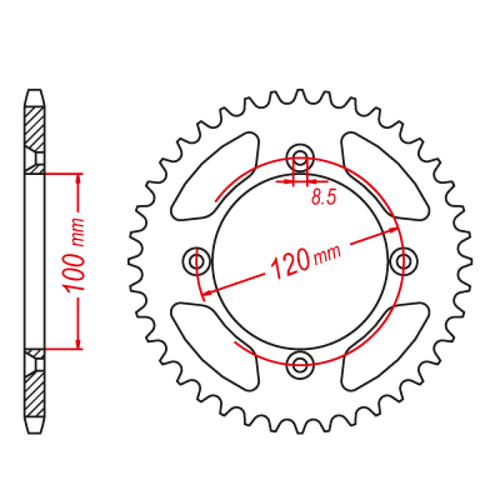 MTX 798 STEEL REAR SPROCKET 420 PITCH 49-TEETH - 11-02B-49