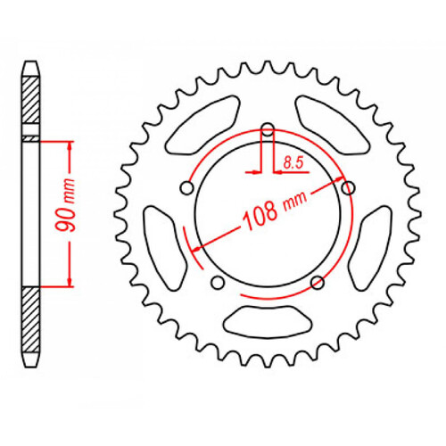 MTX 1022 STEEL REAR SPROCKET 530 PITCH 38-TEETH - 11-1022-38