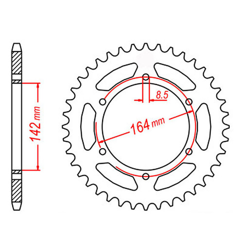 MTX 1074 STEEL REAR SPROCKET 525 PITCH 44-TEETH - 11-HY2-44