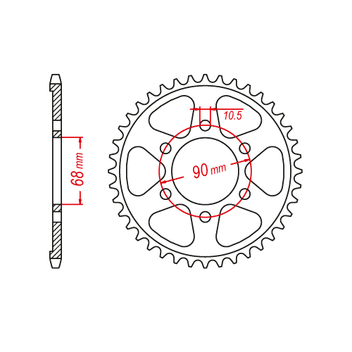 MTX 1224 STEEL REAR SPROCKET 520 PITCH 36-TEETH - 11-1224-36